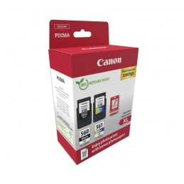 CANON PG-560XL Noir + CL-561XL Couleur Pack de 2 cartouches d'encre + pack papiers photo (3712C008) - vue de trois quart