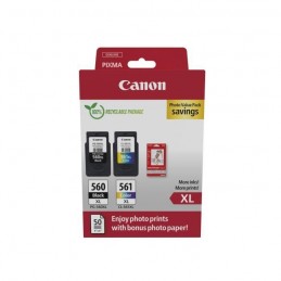 CANON PG-560XL Noir + CL-561XL Couleur Pack de 2 cartouches d'encre + pack papiers photo (3712C008)