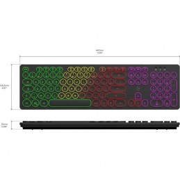 MOBILITY LAB ML306858 RGB Noir Clavier filaire Touches rondes - AZERTY - vue dimensions