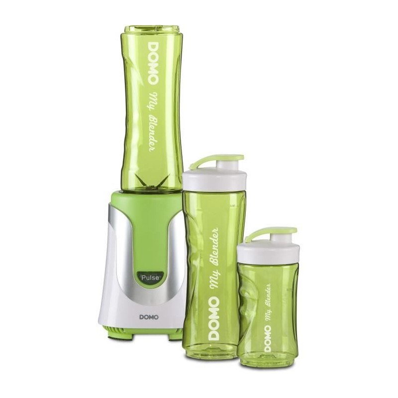 DOMO DO436BL Vert Blender Mixeur 2 en 1 bouteille 0.6L et 0.3L - 300W