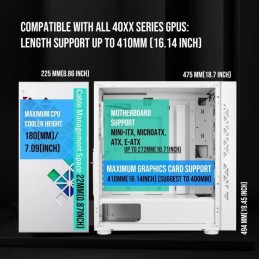 BITFENIX Tracery ARGB Blanc Boitier PC Moyen tour Format
(E-ATX BFC-TRA-500-WWG-3W1A) - vues mutliples