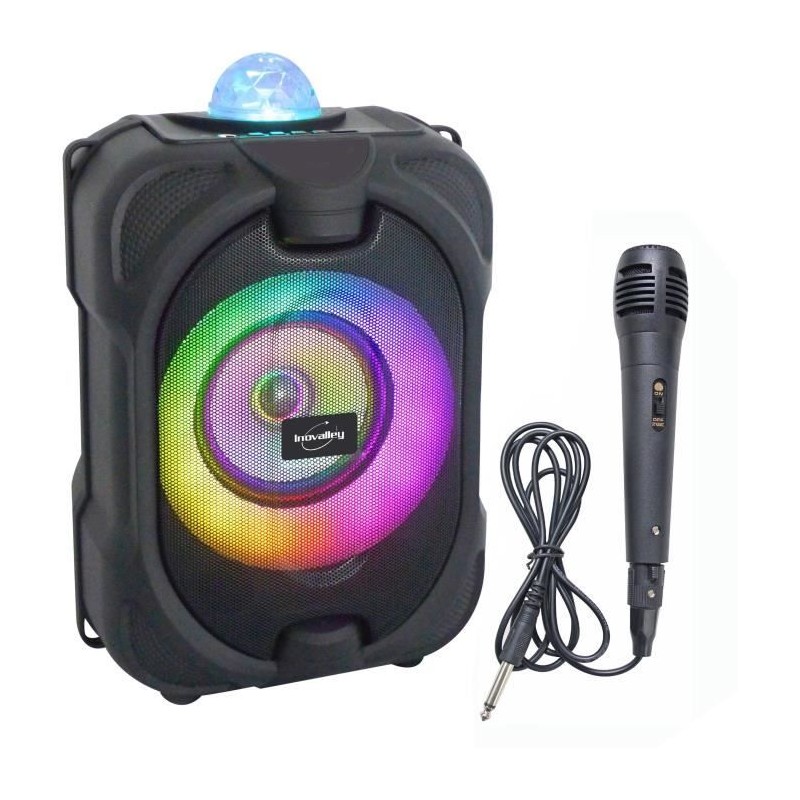 INOVALLEY DANCE CUBE 44 Enceinte lumineuse Bluetooth pour karaoké 30W - Micro filaire