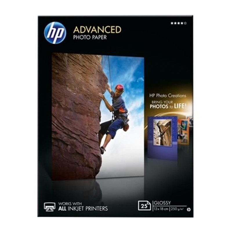 HP Advanced Papier Photo Brillant 13x18 cm - 25 feuilles - Sans Bordure