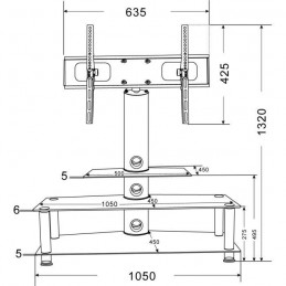 INOTEK MOONLIGHT 3265 Meuble TV colonne pour écrans plats de 32'' à 65'' - vue dimensions