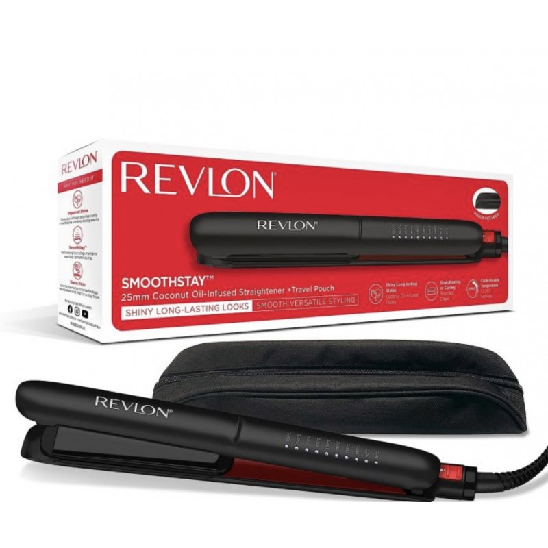 REVLON RVST2211 Lisseur Smoothstay 235 °C - Plaques 25mm + pochette de voyage - vue emballage