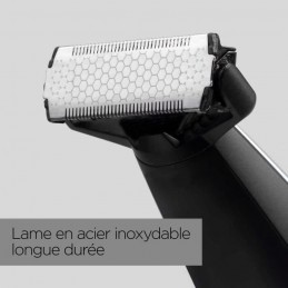 BABYLISS T880E Tondeuse barbe hybride - 100% étanche - autonomie 90mn - Triple S - noir et gris - vue lame inox