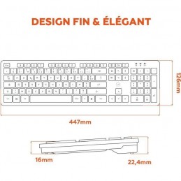 MOBILITY LAB ML313986 Noir Premium Clavier sans fil - AZERTY - vue dimensions