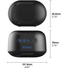 RYGHT Toogo-S Led Enceinte portable bluetooth 5W - vue dimensions