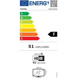 TOSHIBA 43QA4263DG TV QLED 43'' (108 cm) 4K UHD - Dolby Vision - Smart TV Android - 3x HDMI - vue étiquette énergie