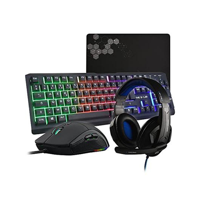 MOBILITY LAB Aquila Pack gaming 4 en 1 RGB Clavier + Casque + Souris + Tapis