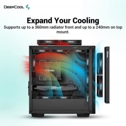 DEEPCOOL CH370 Noir Boitier PC Mini tour - Format Micro-ATX (R-CH370-BKNAM1-G-1) - vue de profil