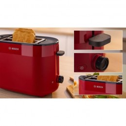 BOSCH TAT2M124 MyMoment Rouge Toaster Grille-pain - 950W - 2 tranches - centrage automatique - vues zoom