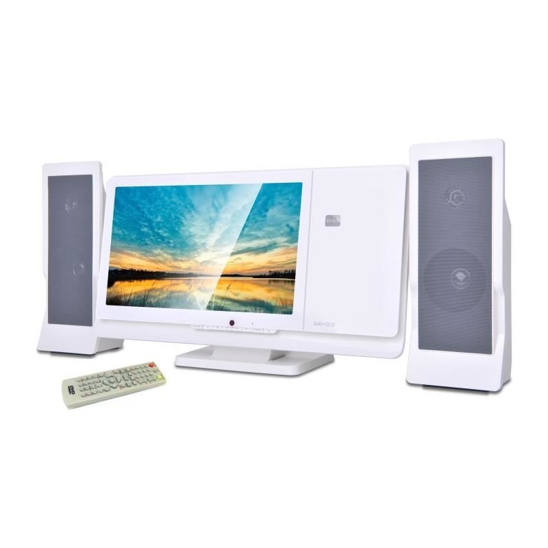 INOVALLEY CH43-DVD Blanc Chaine HiFi Lecteur DVD/CD - 60W - Ecran 12'' - FM, USB, SD/MMC, AV