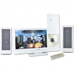 INOVALLEY CH43-DVD Blanc Chaine HiFi Lecteur DVD/CD - 60W - Ecran 12'' - FM, USB, SD/MMC, AV - vue de trois quart