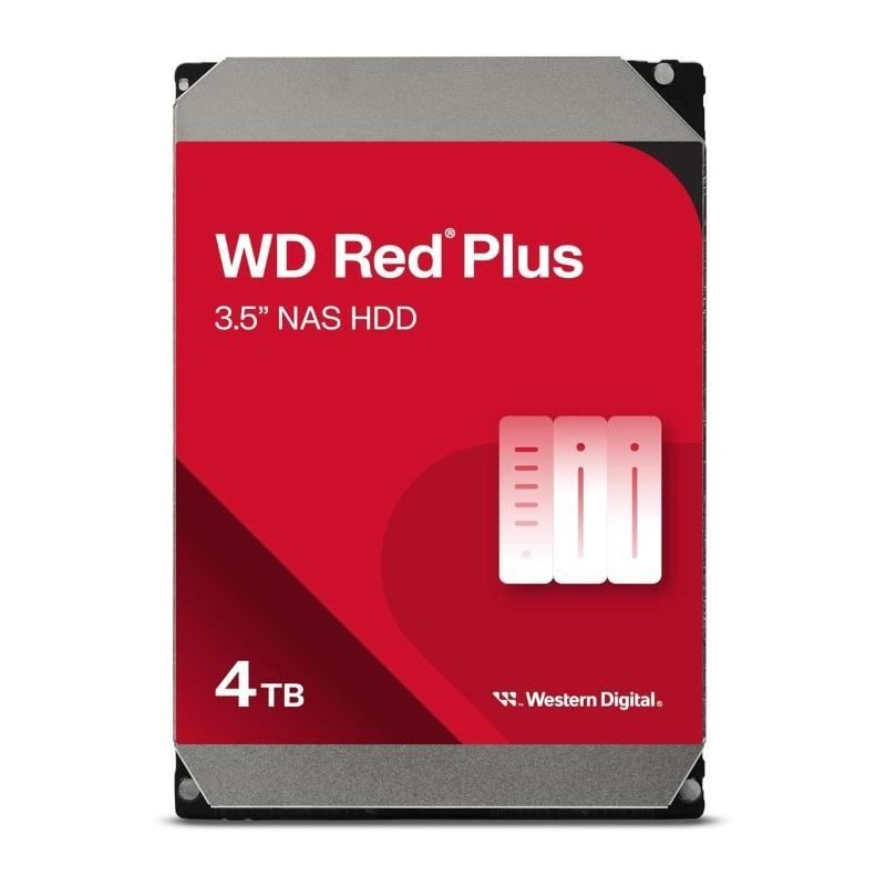 WESTERN DIGITAL 4To HDD Red Plus 3.5'' - Dédié NAS - 5400rpm - SATA 6Gbs (WD40EFPX)