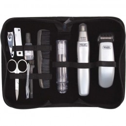 WAHL TRAVEL KIT Kit de voyage barbe Tondeuse à pile - Coupe poils nez / oreilles - 6 réglages - vue accessoires