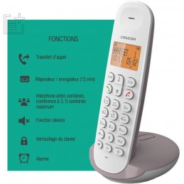 LOGICOM ILOA 155T SOLO Taupe Téléphone fixe sans fil DECT avec répondeur - vue caractéristiques