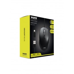 PORT CONNECT 900711 Noir Souris filaire 3 boutons - USB, USB-C - vue emballage