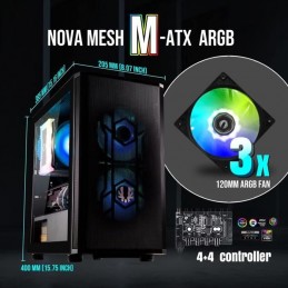 BITFENIX Nova Mesh SE M-ATX ARGB Noir Boitier PC Mini tour Format Micro-ATX - vue de trois quart