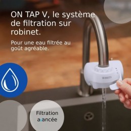 BRITA 1052382 Pack 1 Filtre a eau - 600L d'eau filtrée pour système de filtration sur robinet ON TAP V - vue A