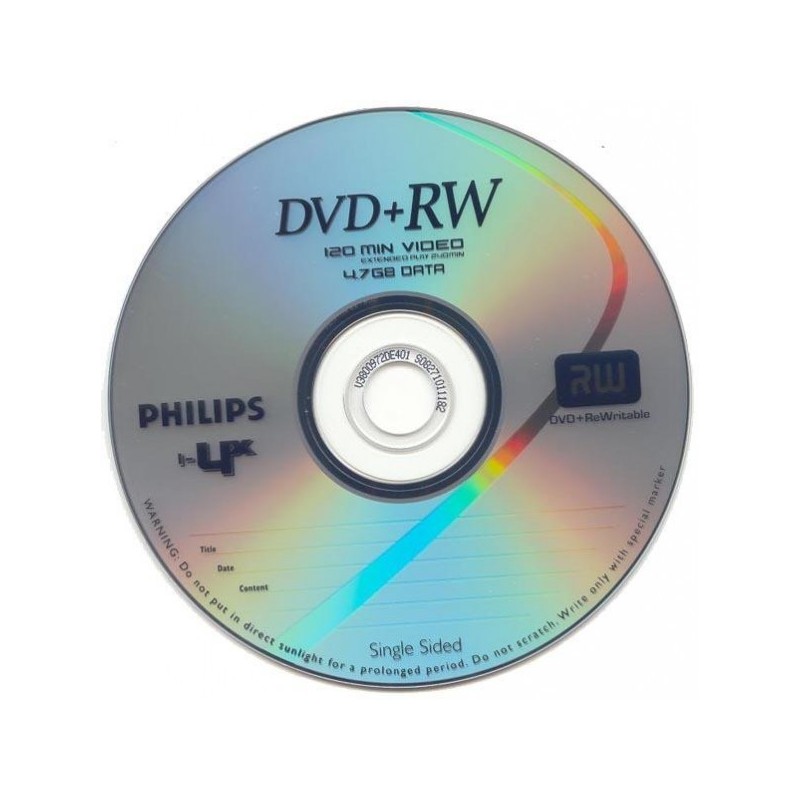 DVD+RW 4,7Gb / 120Min PHILIPS écriture 4X Réinscriptible (Bundle)