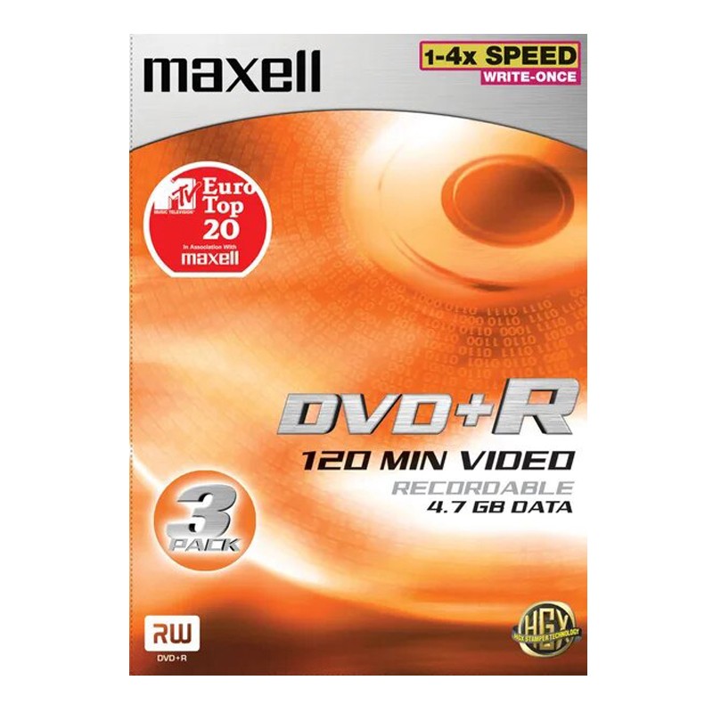 DVD+R 4,7Gb / 120Min MAXELL écriture 4X Matt Silver - Pack de 3 (Boite DVD)