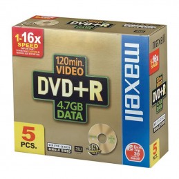 DVD+R 4,7Gb / 120Min MAXELL écriture 16X Gold (Pack de 5 DVD+R)