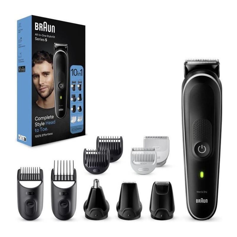 BRAUN Series 5 MGK5440 Tondeuse tout-en-un 10 en 1, Barbe, Cheveux, Rasage du corps