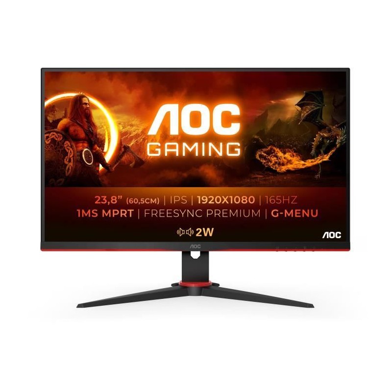 AOC 24G2SPAE Ecran PC 24'' FHD - IPS - 165Hz - 1ms - 2x HDMI, 1x DP, 1x VGA