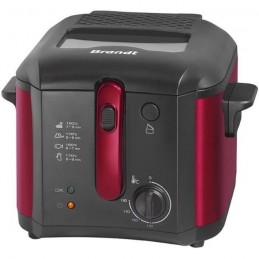 BRANDT FRI25R Rouge et noir Friteuse électrique Cuve fixe 2.5L - 1600W - Hublot de contrôle - vue de face