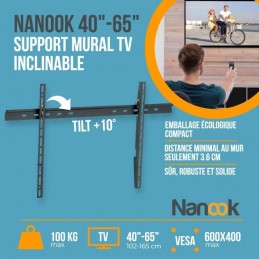 NANOOK 5393010 Support Mural inclinable pour téléviseurs de 40'' à 65'' - vue inclinable