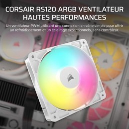 CORSAIR RS120 ARGB Blanc Ventilateur boitier PC 120mm (CO-9050184-WW) - vue hautes performances