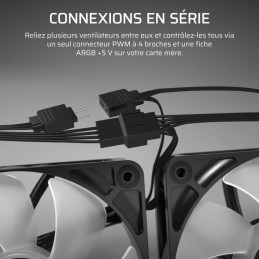 CORSAIR RS120 ARGB Blanc Ventilateur boitier PC 120mm (CO-9050184-WW) - vue connexions en série