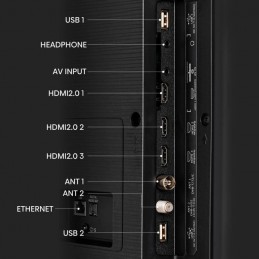 HISENSE 55U6KQ TV LED 55'' (139 cm) 4K UHD - Dolby Vision - Smart TV - 3x HDMI - WiFi - vue connecteurs