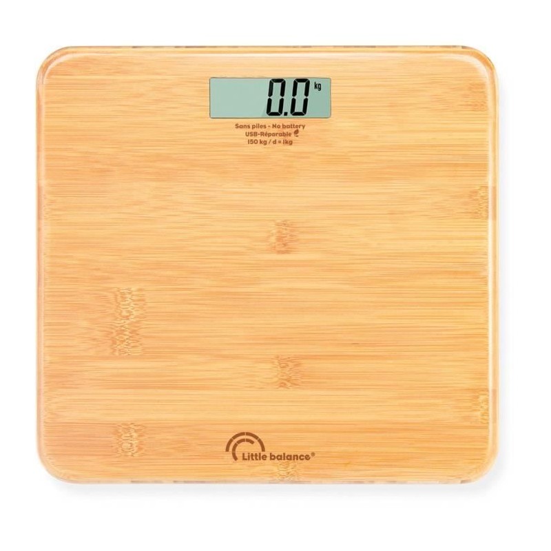 LITTLE BALANCE 8745 Pèse-personne My bamboo USB Rechargeable - Max 150kg - Précision 100g