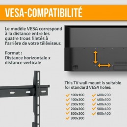 NANOOK 5392000 Support Mural TV Ultra Plat pour Téléviseur de 32'' à 55'' - vue compatibilité VESA