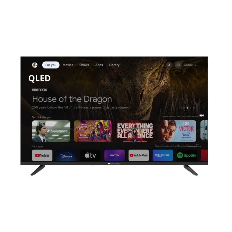 CONTINENTAL EDISON CELED43SGQLD24B6 TV 43'' (109cm) QLED UHD 4K - SMART GOOGLE - 4x HDMI, 2x USB