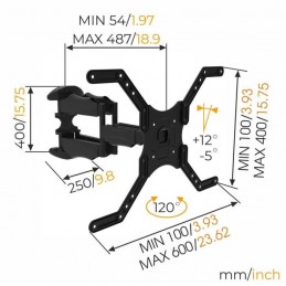 NANOOK 5393040 Support Mural TV orientable pour téléviseur de 40'' à 65'' - vue dimensions