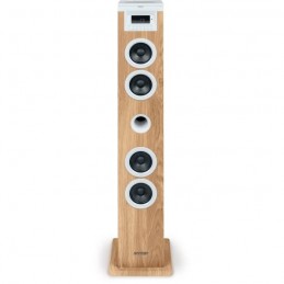 THOMSON DS121CD Tour haut-parleur Bois et Blanc 60W - Bluetooth, CD, USB, SD, Radio FM