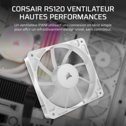 CORSAIR RS120 Blanc Ventilateur boitier PC PWM 120mm (CO-9050192-WW) - vue hautes performances