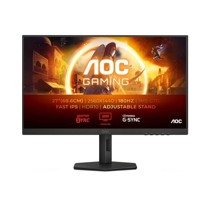 AOC Q27G4XF 27'' QHD - Dalle IPS - 180Hz - 0.5ms - Ajustable en hauteur - 1x HDMI, 1x DP