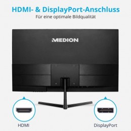 MEDION AKOYA P52424 MD 20152 Ecran PC 24'' Full HD - HDR10 - DP, HDMI - vue de dos