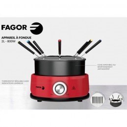 FAGOR FGF800 Appareil à fondue 1.6L - 8 personnes - 800W - Thermostat réglable - vue de face