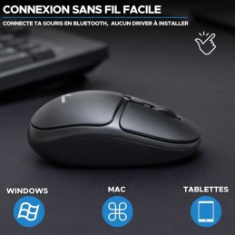 BLUESTORK Office 25 Noir Souris Sans Fil PC et MAC - 2.4 GHz - Autonomie Longue Durée - vue connexion facile