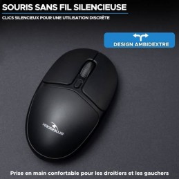 BLUESTORK Office 25 Noir Souris Sans Fil PC et MAC - 2.4 GHz - Autonomie Longue Durée - vue silencieuse