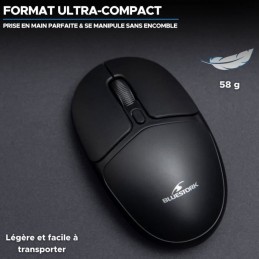 BLUESTORK Office 25 Noir Souris Sans Fil PC et MAC - 2.4 GHz - Autonomie Longue Durée - vue ultra-compact