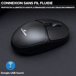 BLUESTORK Office 25 Noir Souris Sans Fil PC et MAC - 2.4 GHz - Autonomie Longue Durée - vue fluide