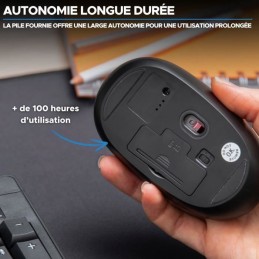 BLUESTORK Office 25 Noir Souris Sans Fil PC et MAC - 2.4 GHz - Autonomie Longue Durée - vue longue durée