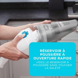 BLACK+DECKER NVC115JL-QW Dustbuster Aspirateur à main sans fil 325ml - 3.6V - 1.5Ah - Chargeur - vue ouverture rapide