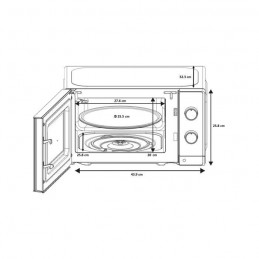 OCEANIC OCEAMO20B12 Noir Micro-ondes 20L - 700W - Plateau 25.5cm - Monofonction - vue dimensions